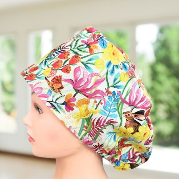 Sumebunny to Love EURO Cap~Surgical cap, RN, MD, NP, CNA, RN, VET, Tech, Gift - Picture 1 of 5